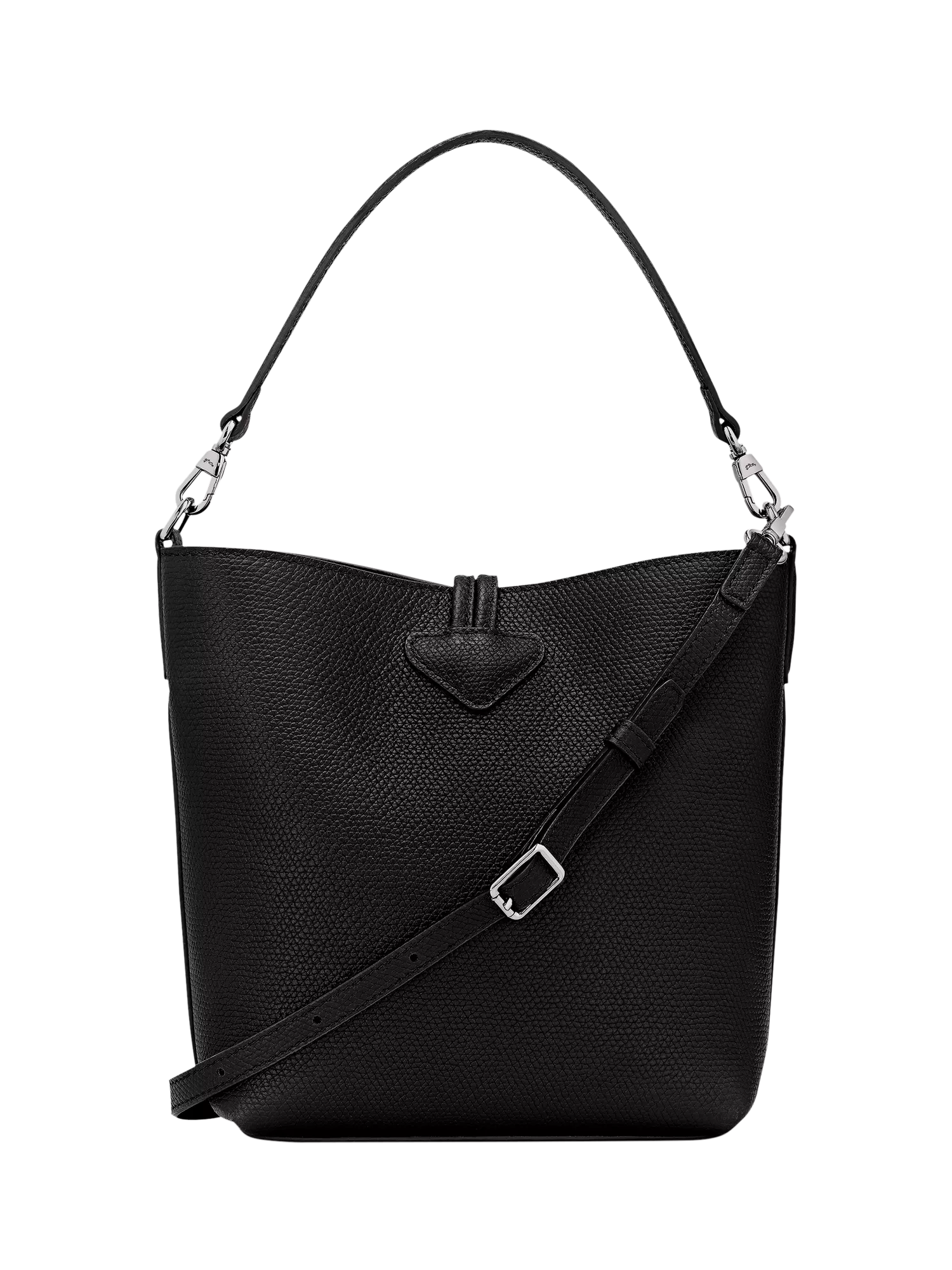 Longchamp Roseau bucket bag black cowhide leather (British brand)