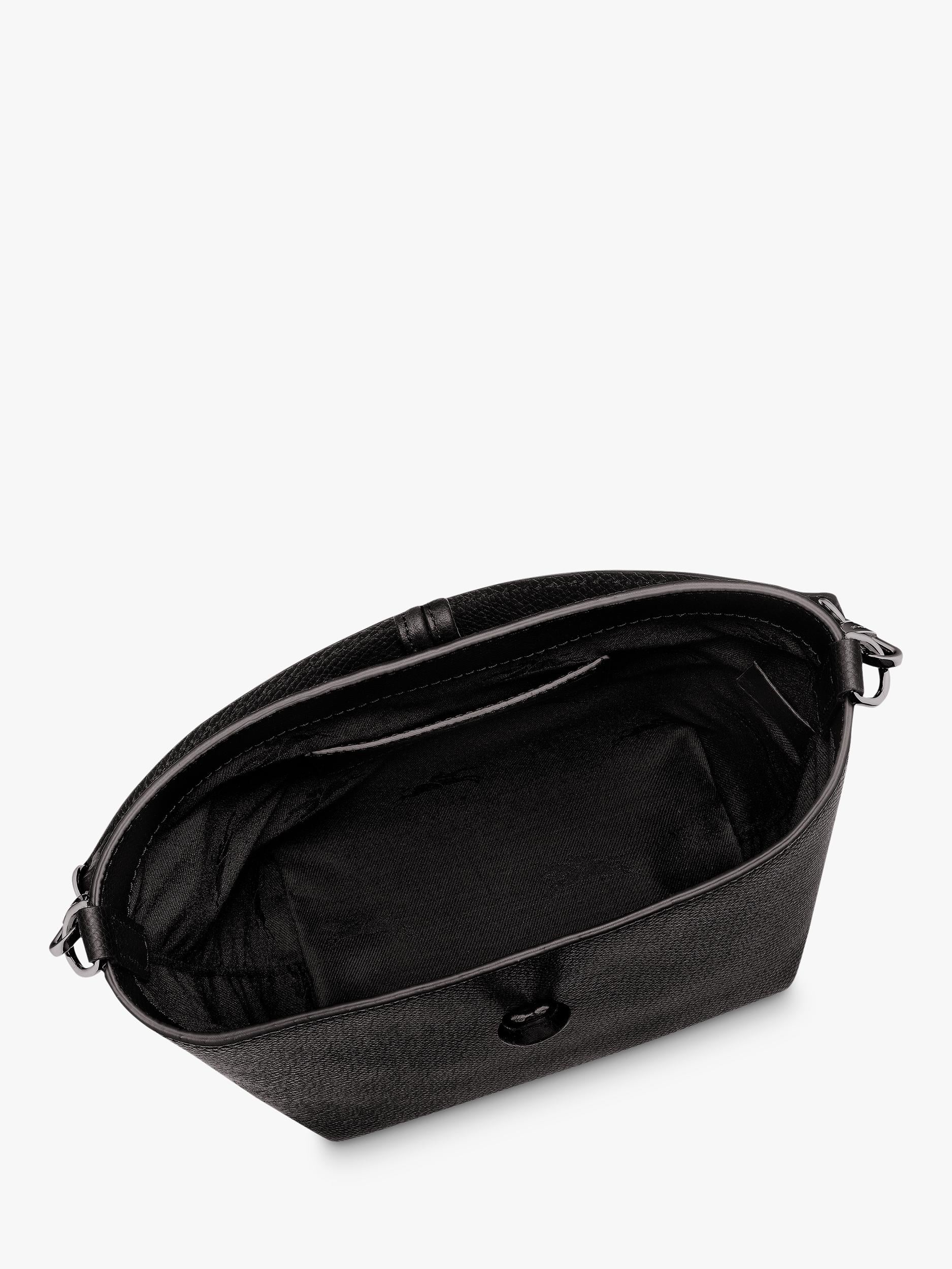 Longchamp Roseau bucket bag black cowhide leather (British brand)