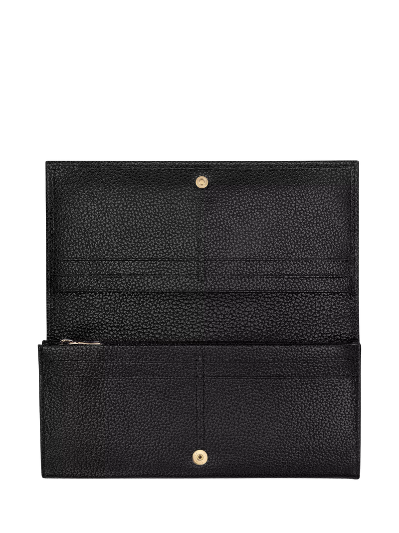 Longchamp Foulonne long leather wallet black, UK version