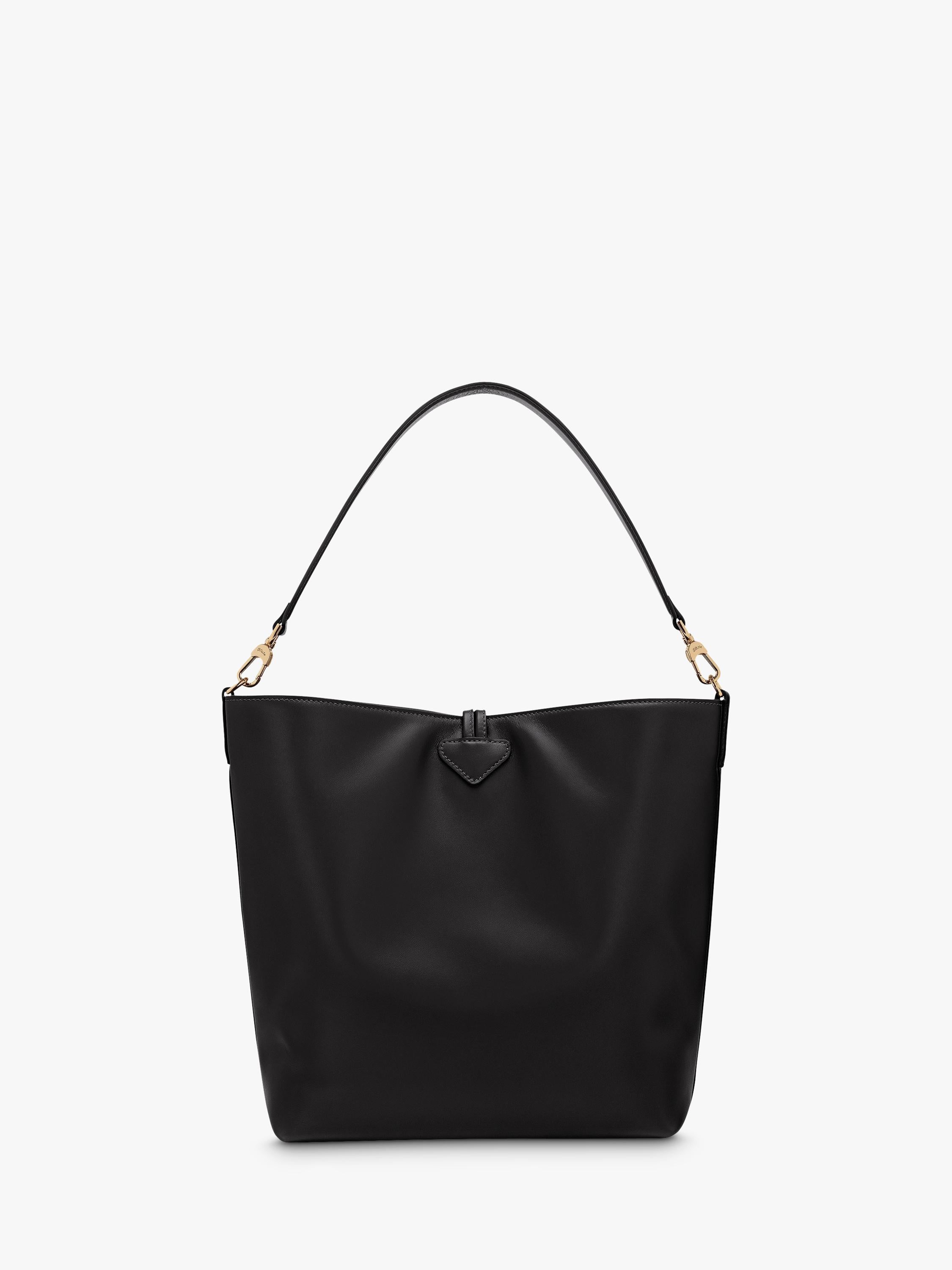 Longchamp large black leather hobo bag (British brand)
