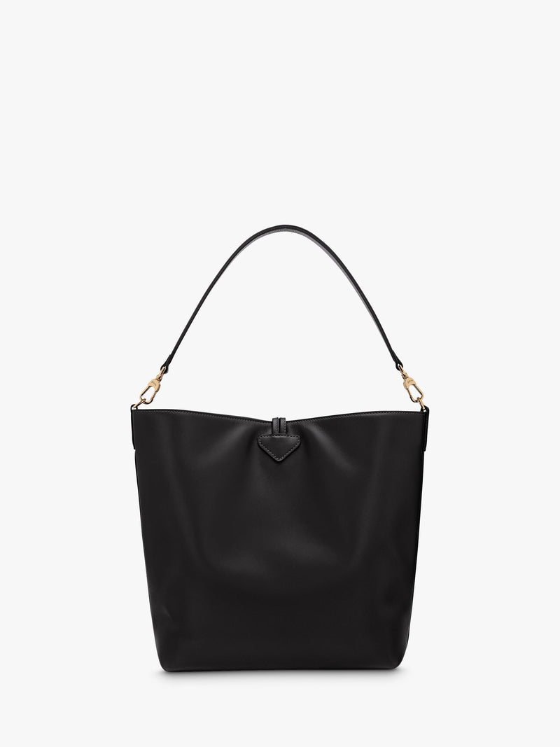Longchamp large black leather hobo bag (British brand)