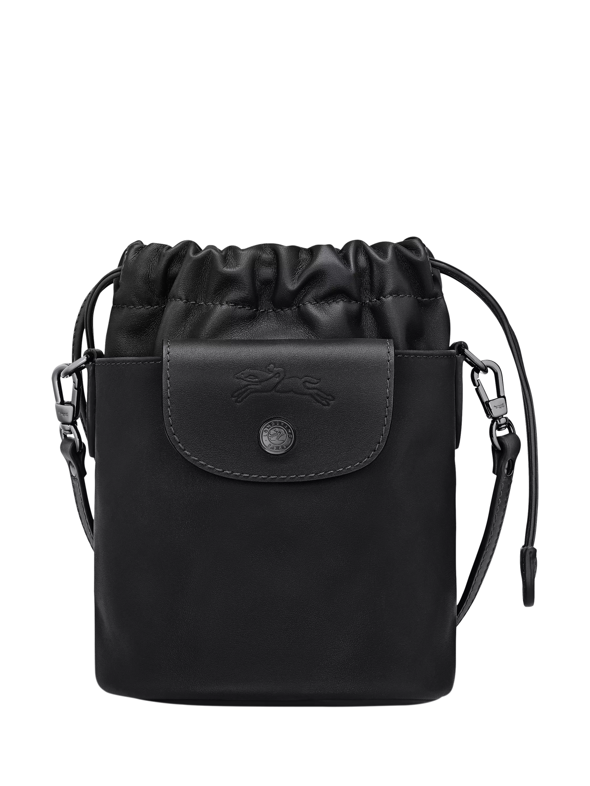 Longchamp Pliage Extra Small Leather Bucket Bag, Black