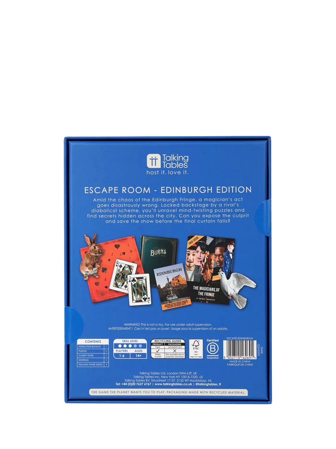 Talking Tables Edinburgh escape room board game - British product