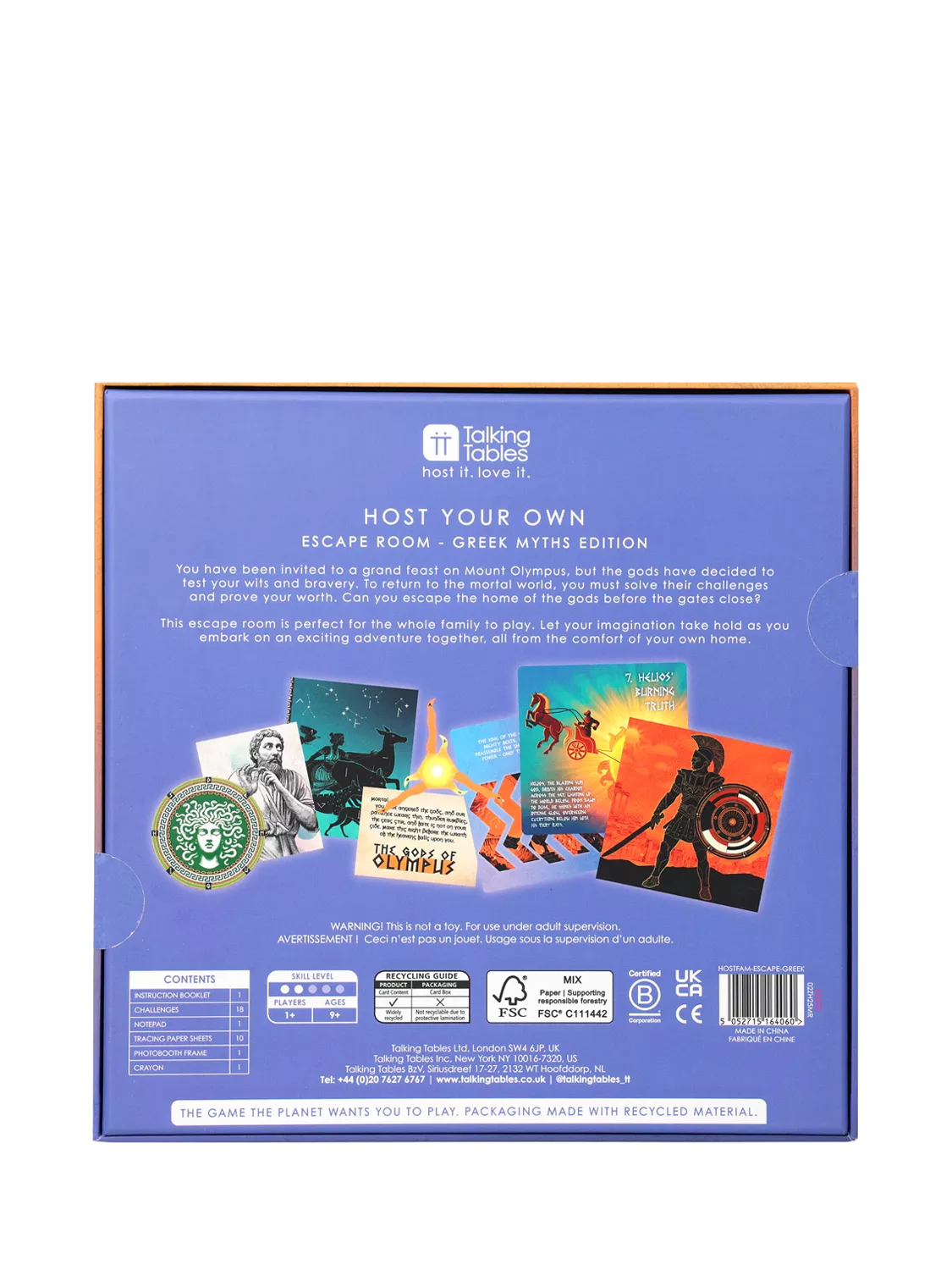 Talking Tables Greek Myth escape room board game (British brand)