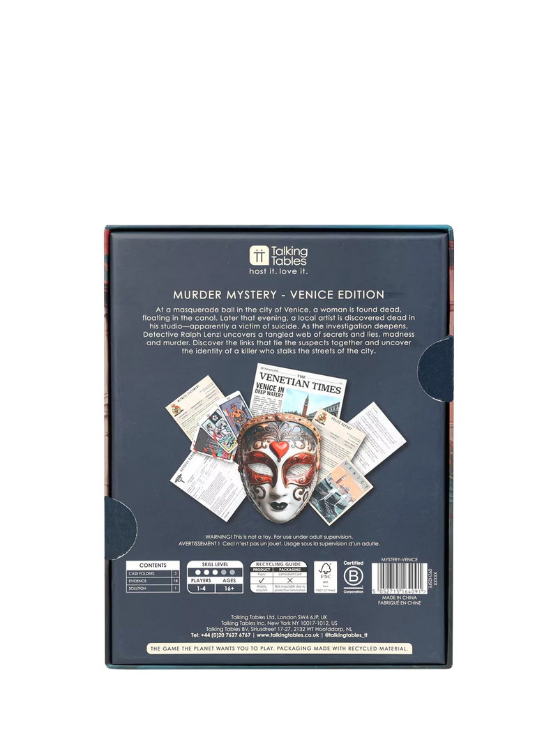 Talking Tables escape room board game Venice murder mystery - British product