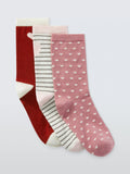 John Lewis ankle socks pack of 3 pink/multi, imported from the UK