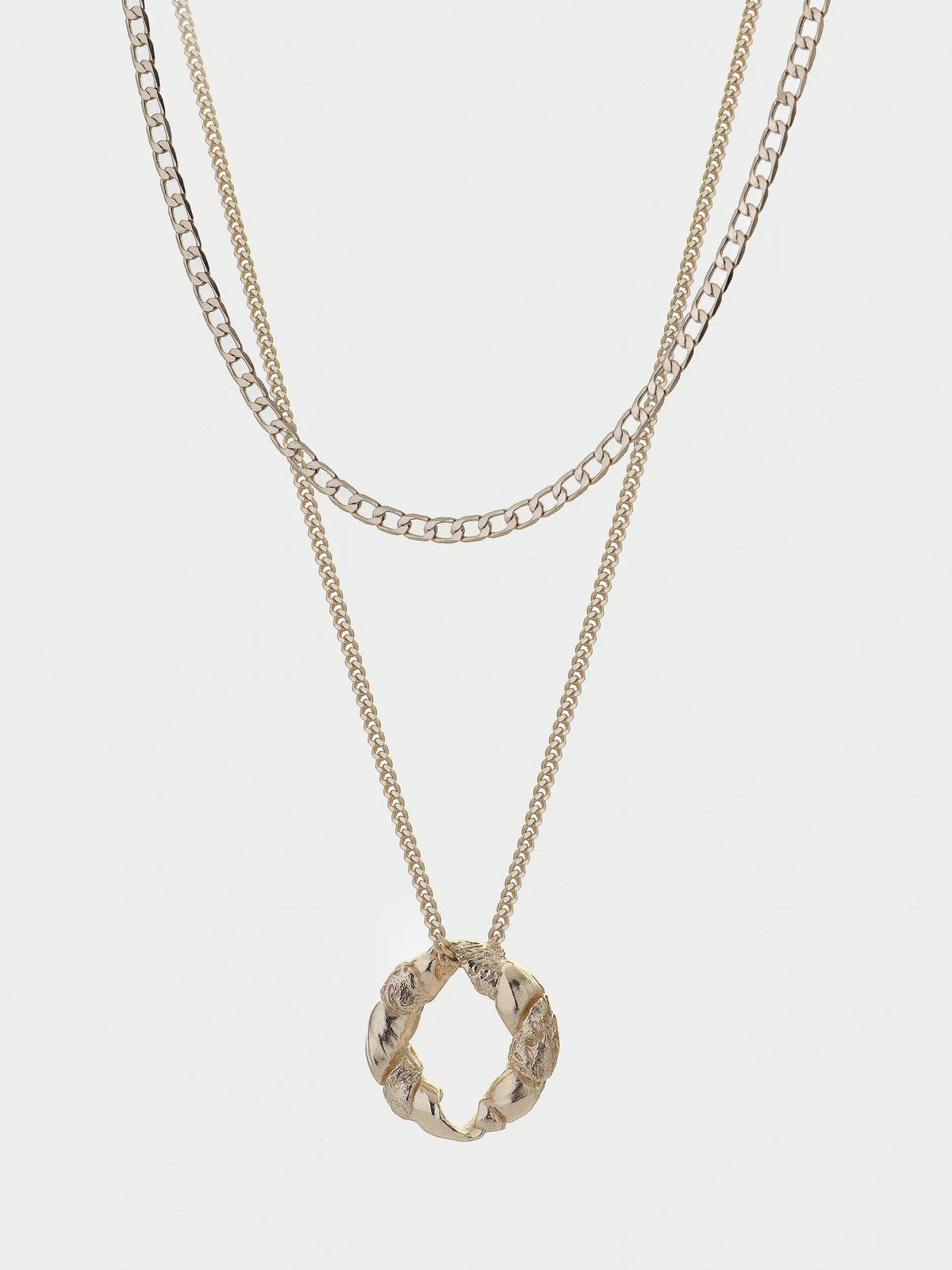 Tutti gold double chain textured twist necklace - British product