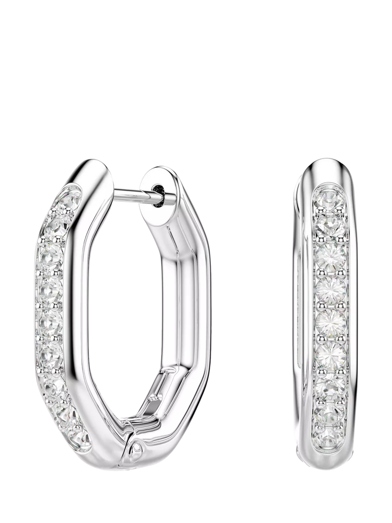 Swarovski Dextera hoop earrings in silver with crystals, UK version