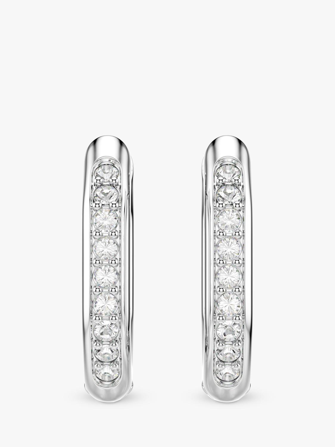Swarovski Dextera hoop earrings in silver with crystals, UK version