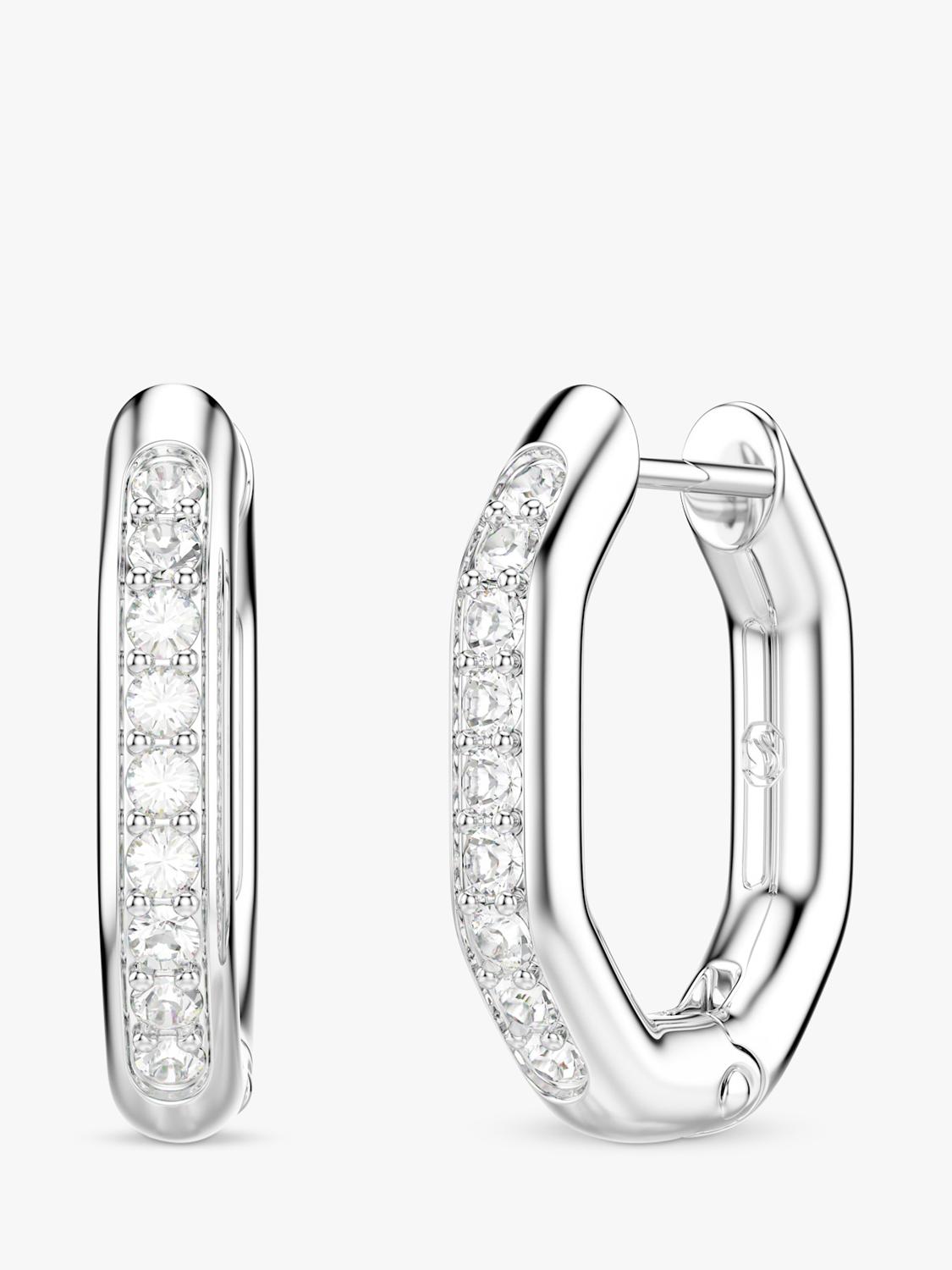 Swarovski Dextera hoop earrings in silver with crystals, UK version