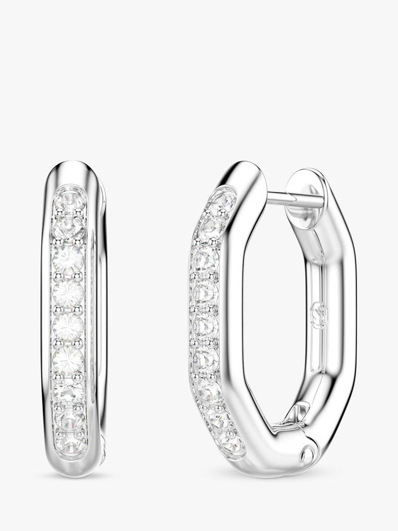 Swarovski Dextera hoop earrings in silver with crystals, UK version
