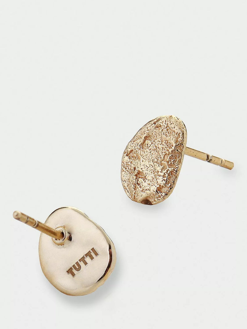 Tutti pebble textured gold stud earrings (British brand)