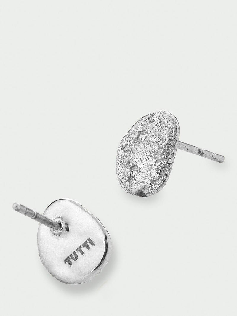 Tutti textured stud earrings silver 1cm (British brand)