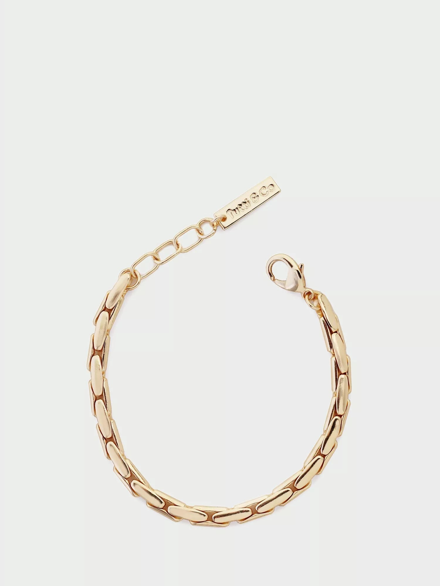 Tutti flat chain bracelet gold polished brass 19.70cm, UK version