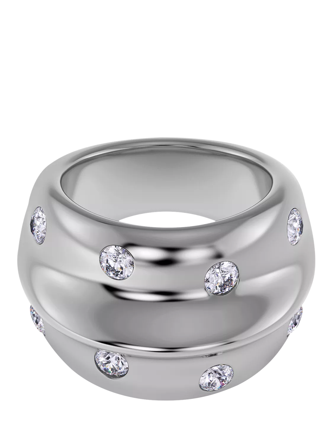 EDBLAD cubic zirconia chunky ring in silver (British brand)