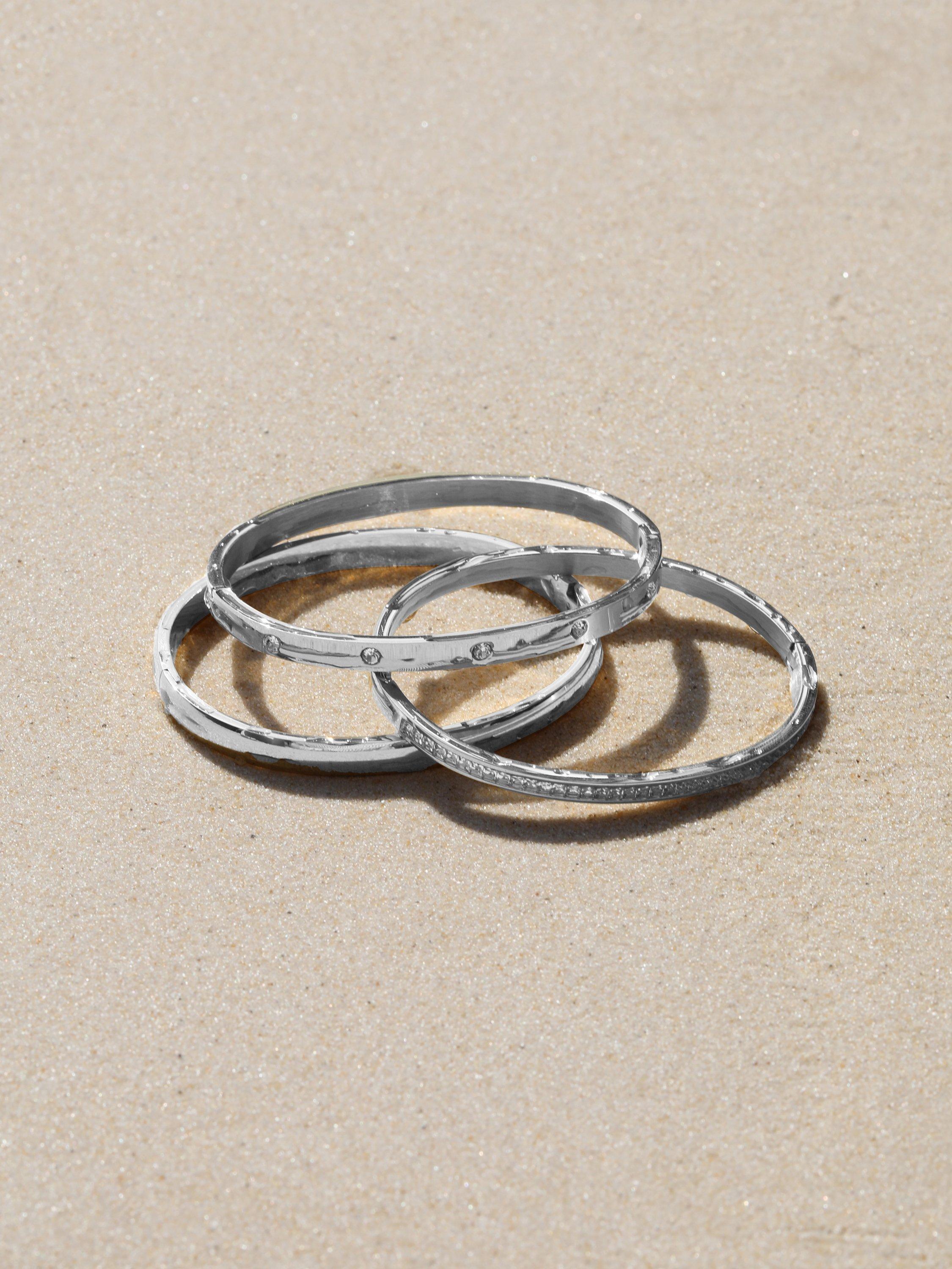 Jon Richard silver crystal row polished waterproof bangle, UK version