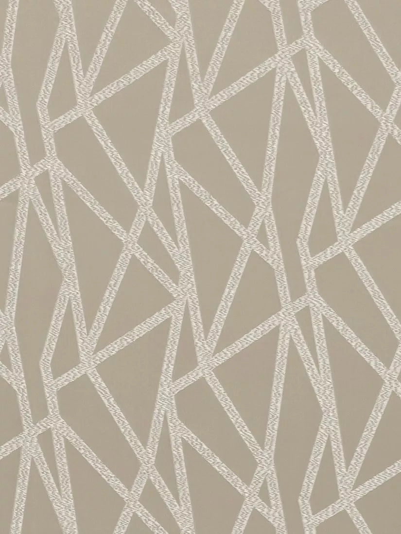 Clarke & Clarke Geomo abstract weave fabric in taupe (British brand)