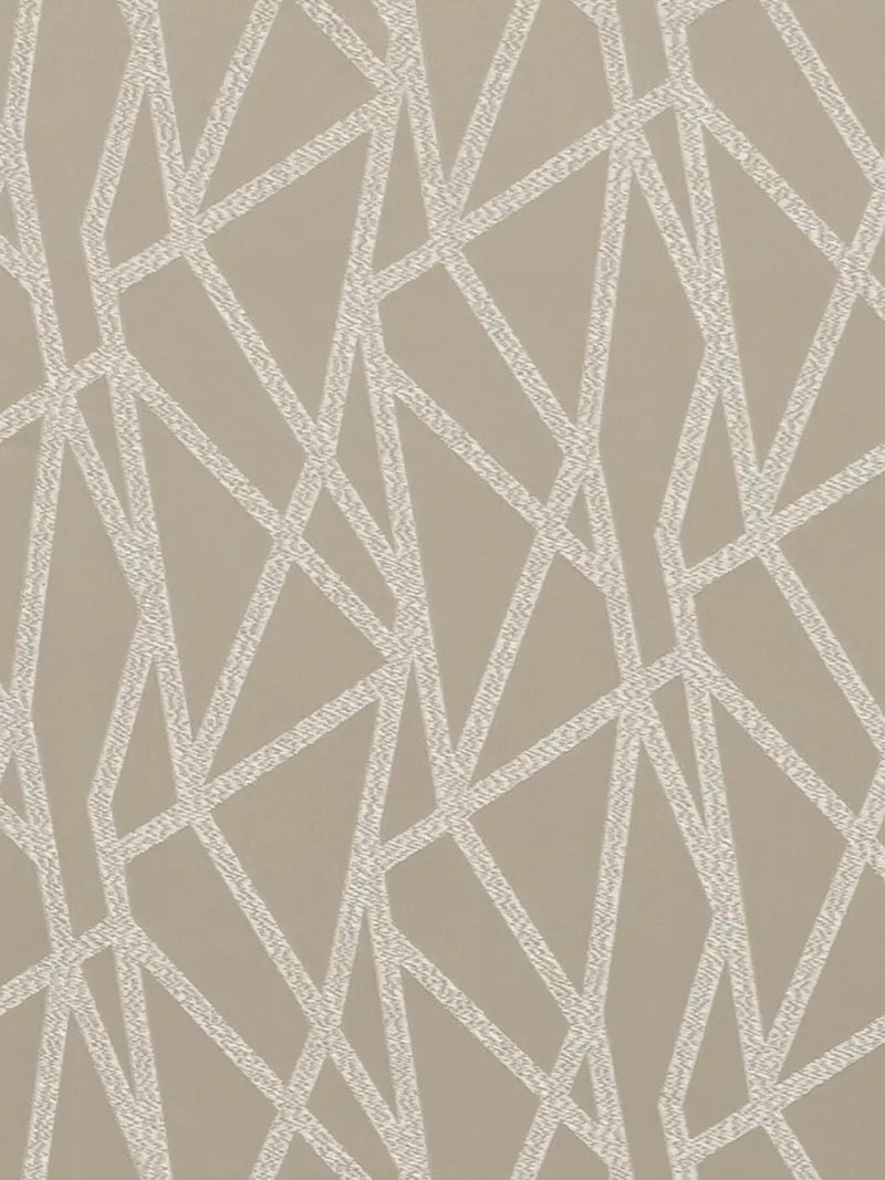 Clarke & Clarke Geomo abstract weave fabric in taupe (British brand)