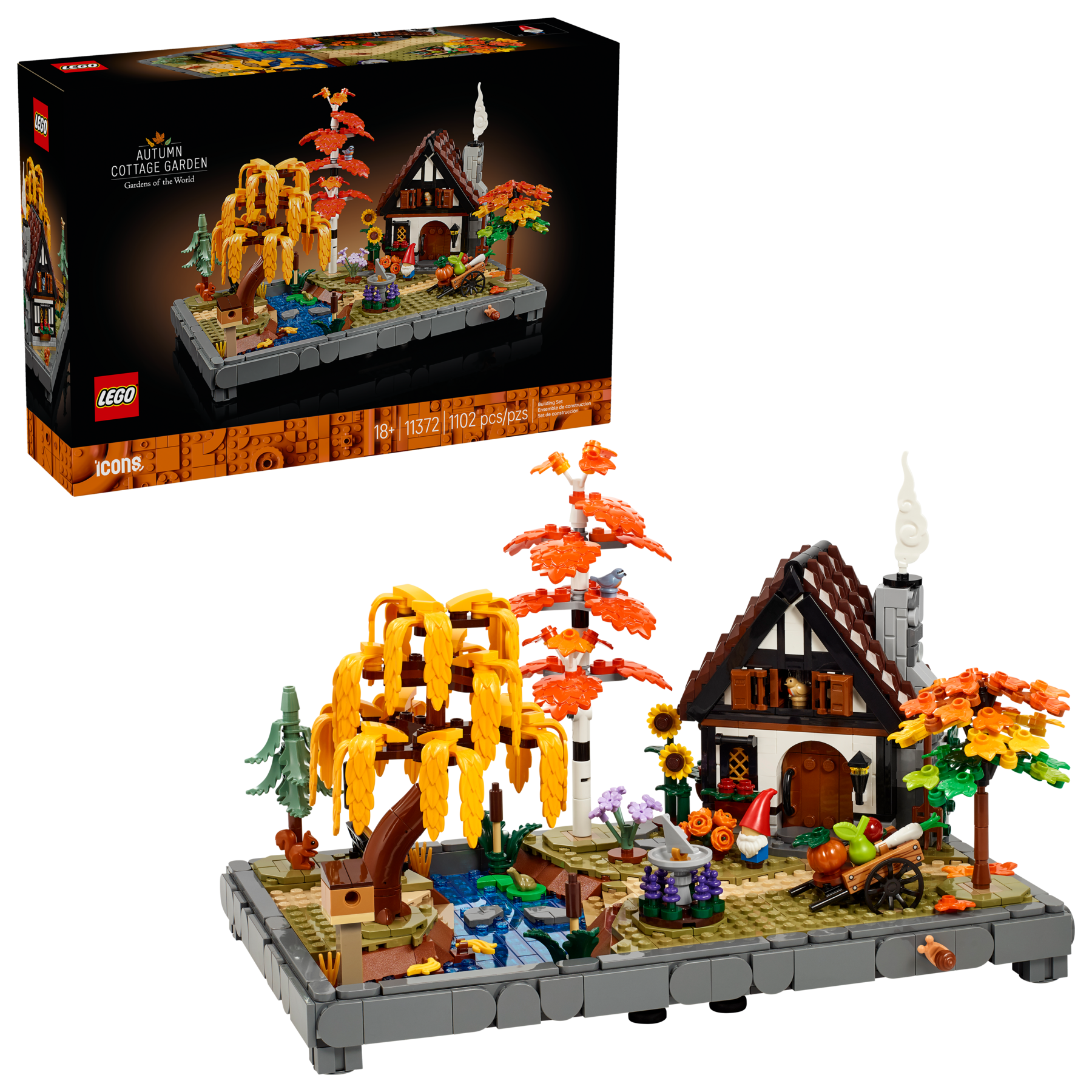 LEGO Icons Autumn Cottage Garden building set 1,102 pieces, UK version