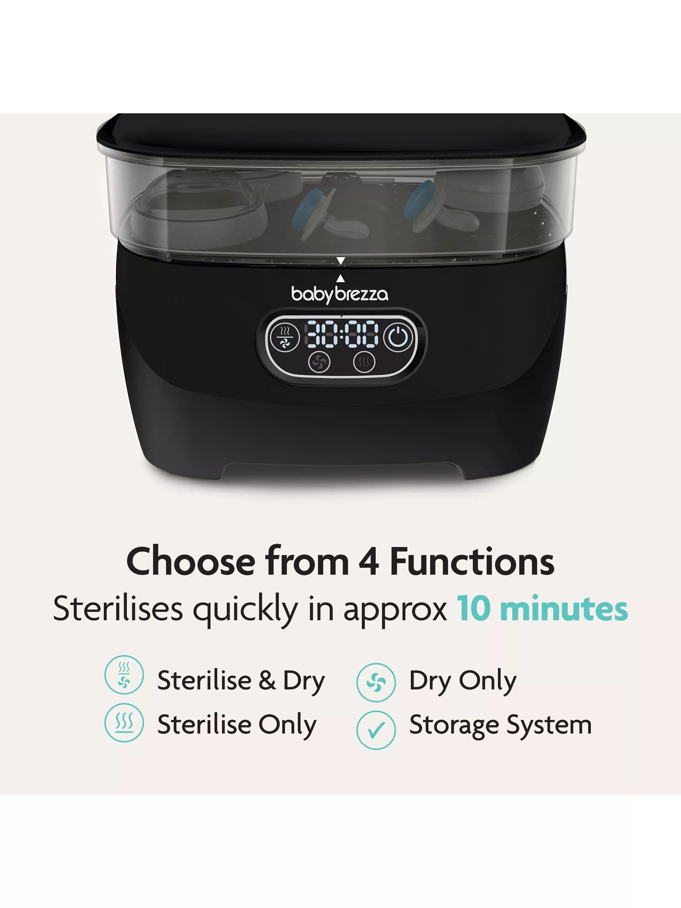 Baby Brezza baby bottle steriliser and dryer Black - British product