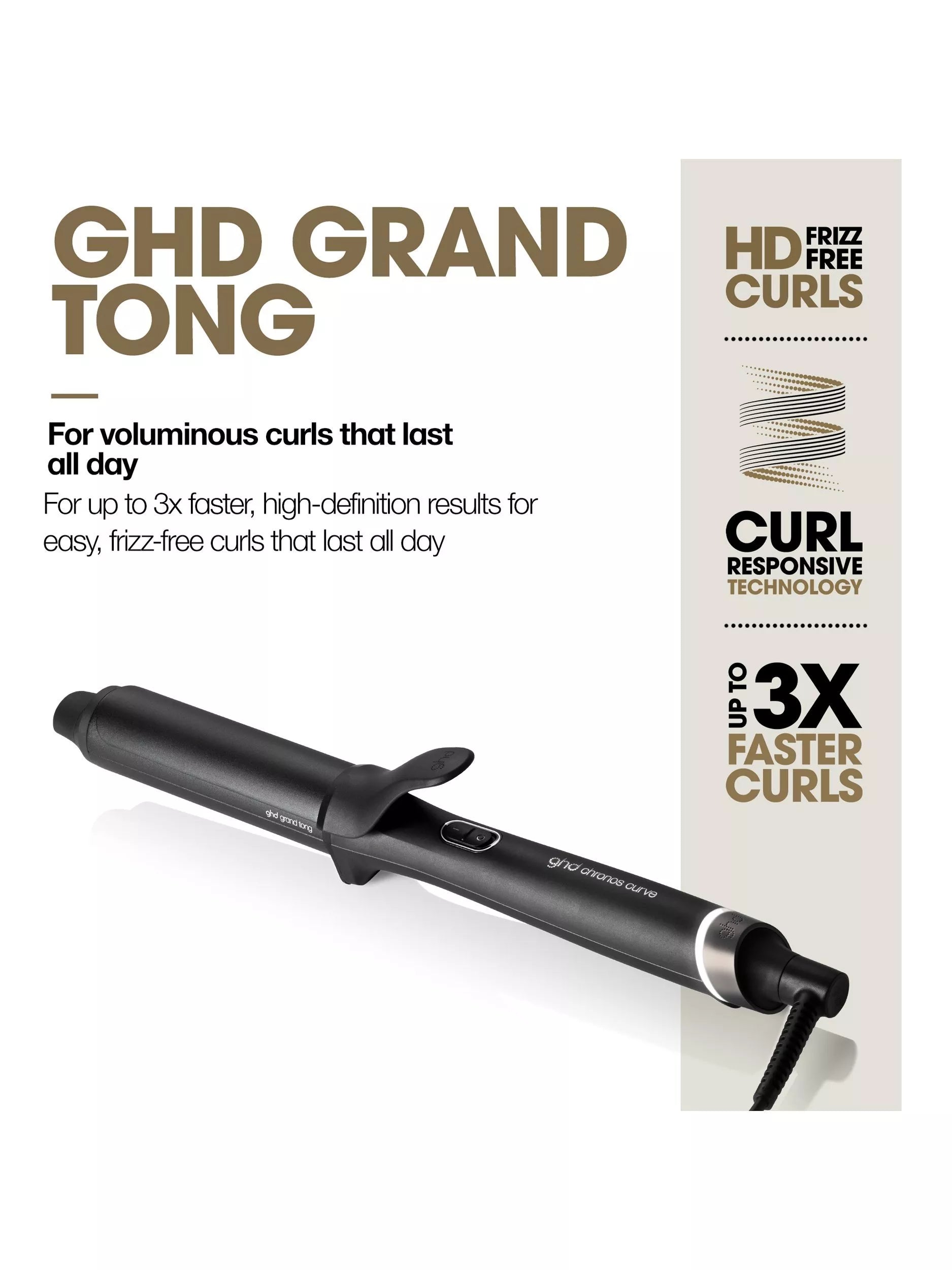 ghd Grand Tong curling tong 32mm black, imported from the UK