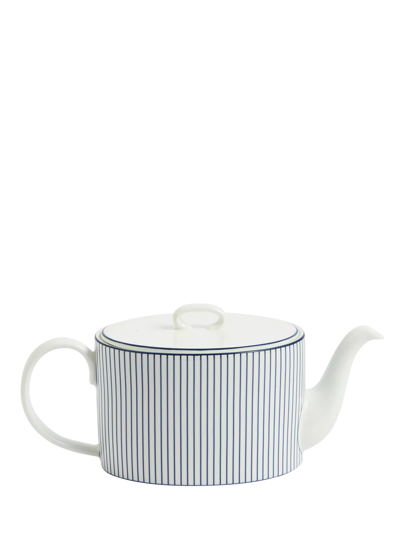 Wedgwood bone china teapot 940ml white blue pinstripe (British brand)