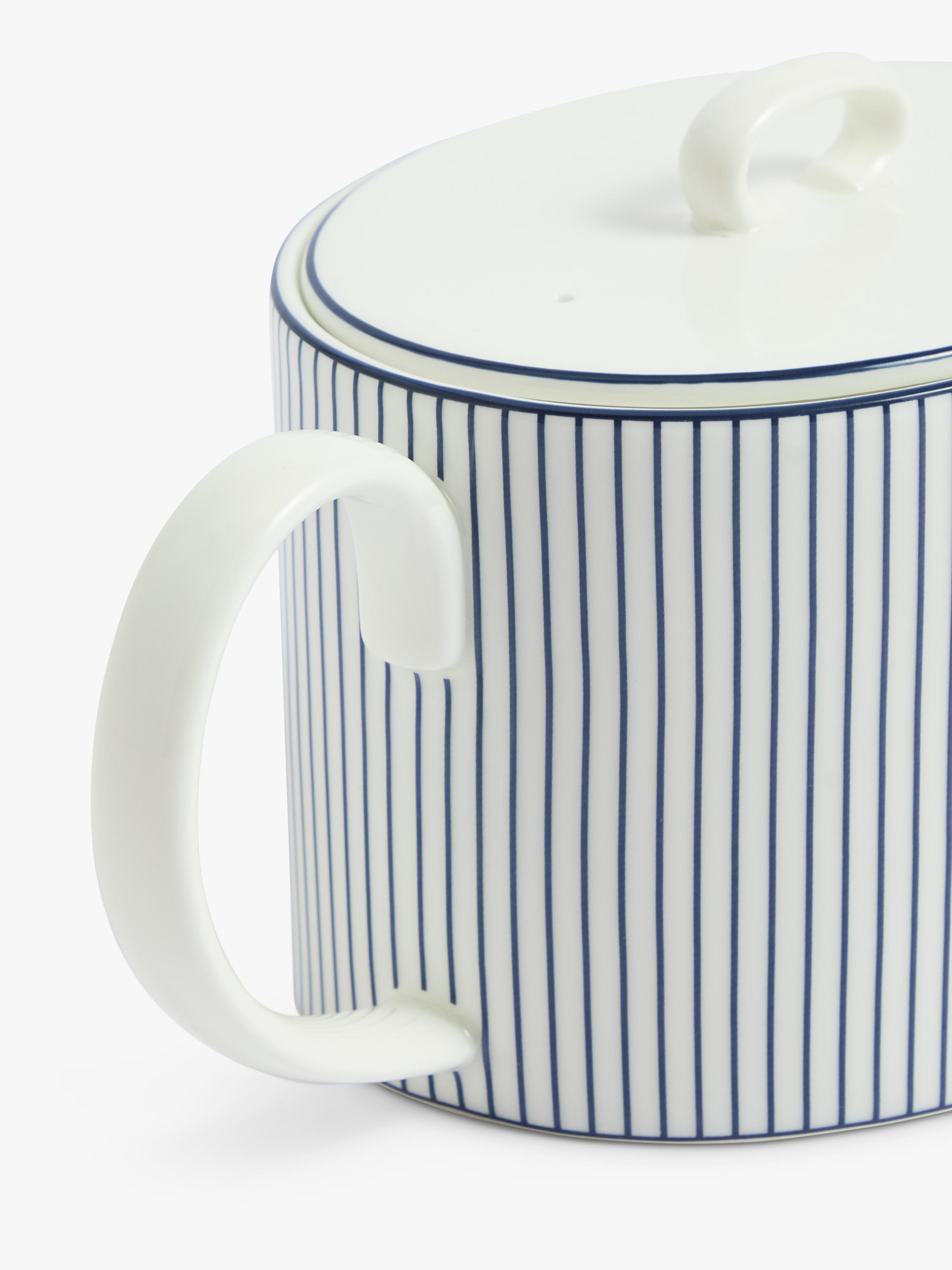 Wedgwood bone china teapot 940ml white blue pinstripe (British brand)