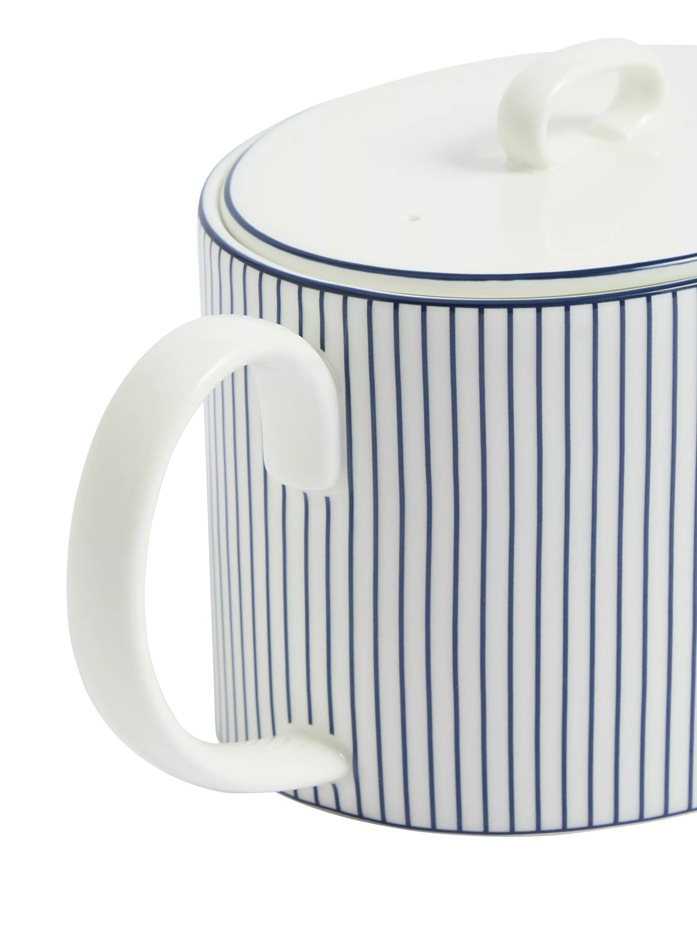 Wedgwood bone china teapot 940ml white blue pinstripe (British brand)