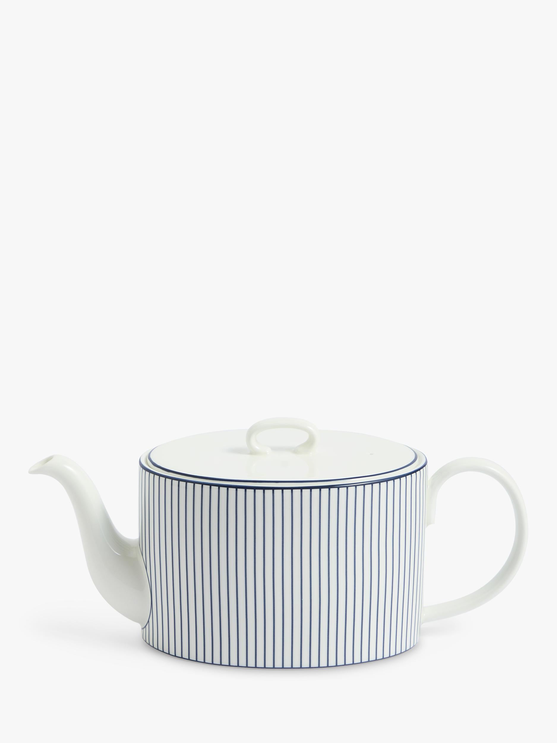 Wedgwood bone china teapot 940ml white blue pinstripe (British brand)