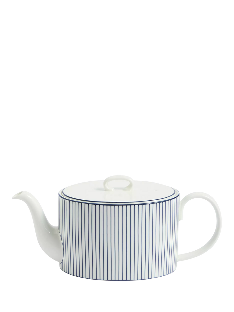 Wedgwood bone china teapot 940ml white blue pinstripe (British brand)