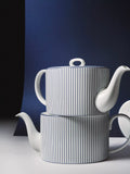 Wedgwood bone china teapot 940ml white blue pinstripe (British brand)