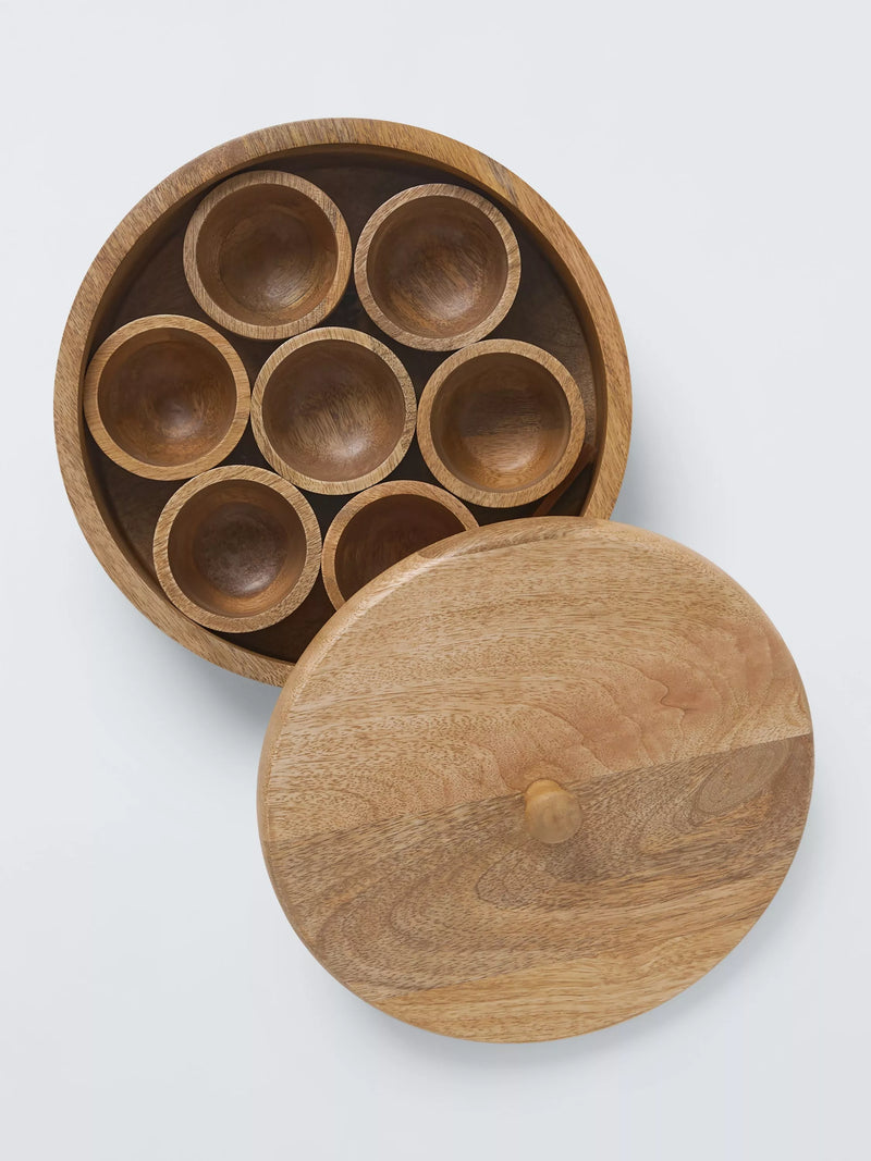 John Lewis masala dabba spice box FSC-certified mango wood, UK version
