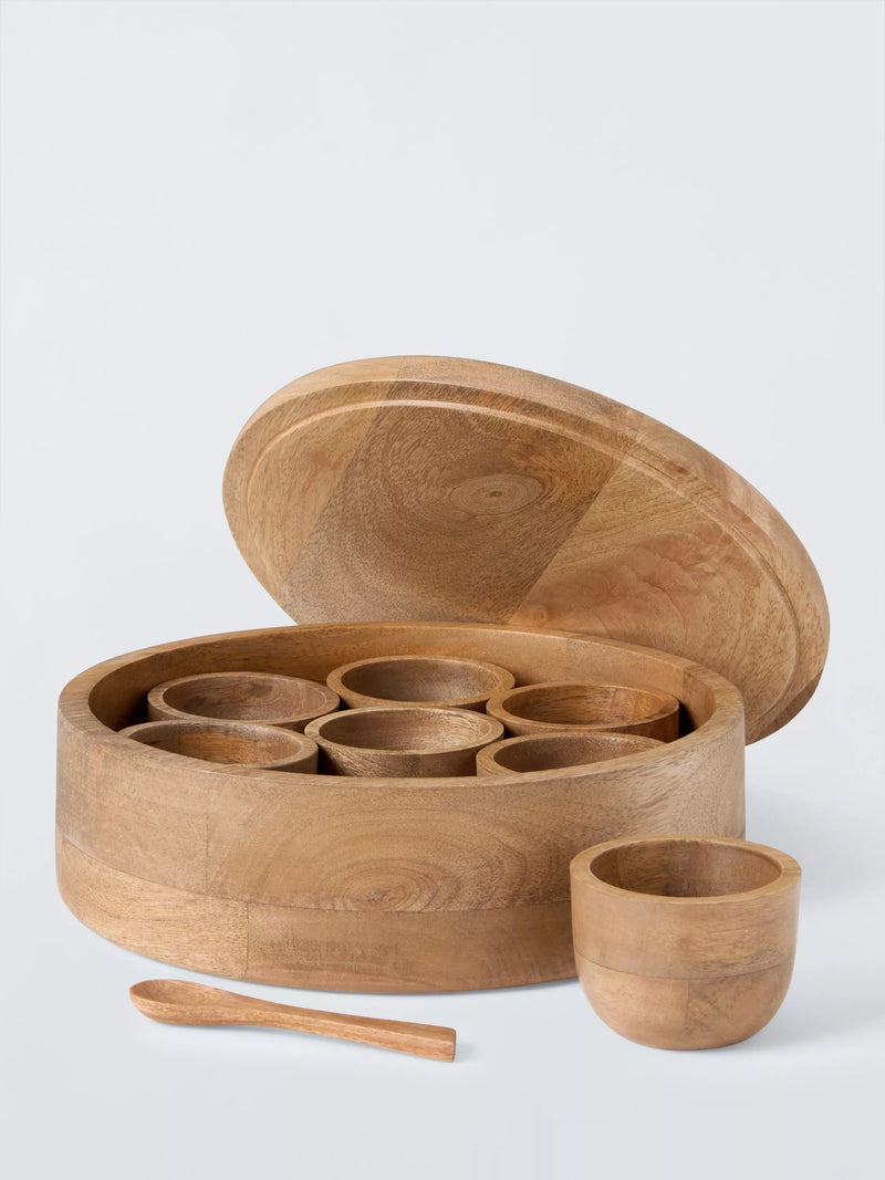 John Lewis masala dabba spice box FSC-certified mango wood, UK version
