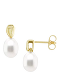 E.W Adams 9ct gold freshwater pearl drop earrings (British brand)