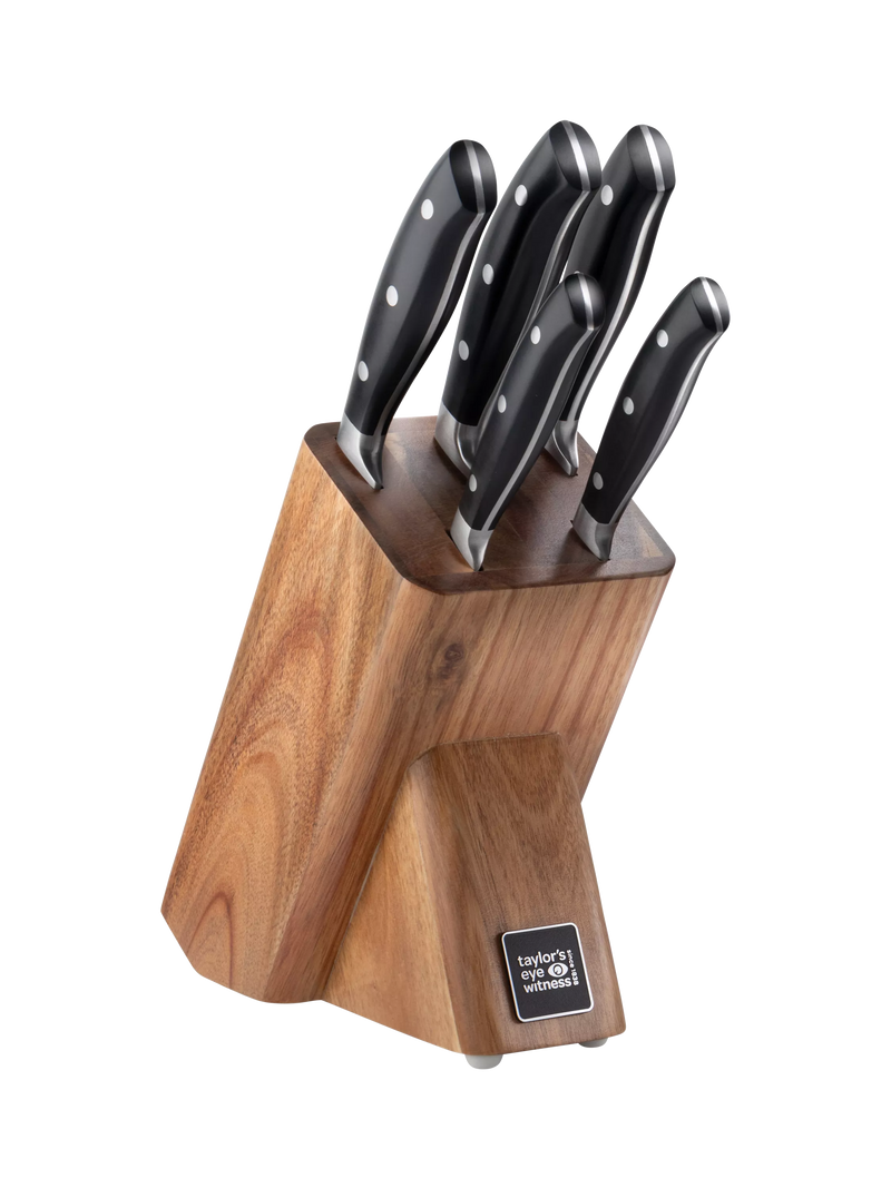 Taylor's Eye Witness acacia wood knife block set 5-piece - British product