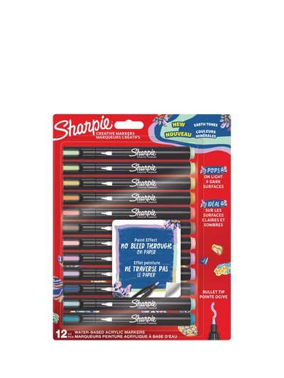 John Lewis Sharpie Earth Tones Acrylic Marker Pens, Pack of 12- Buy online at McGrocer