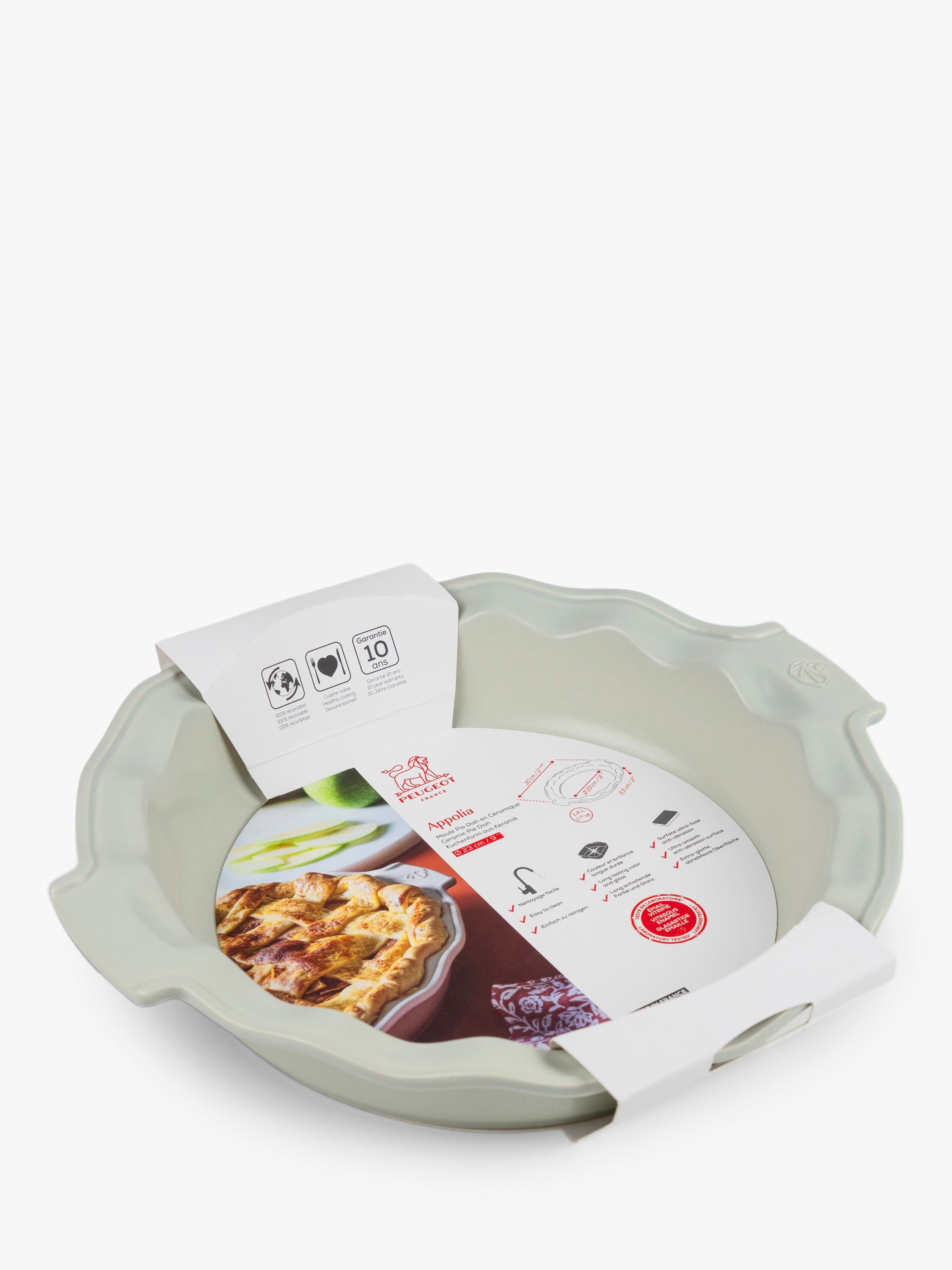 Peugeot stoneware round pie dish 30cm sage green - British product