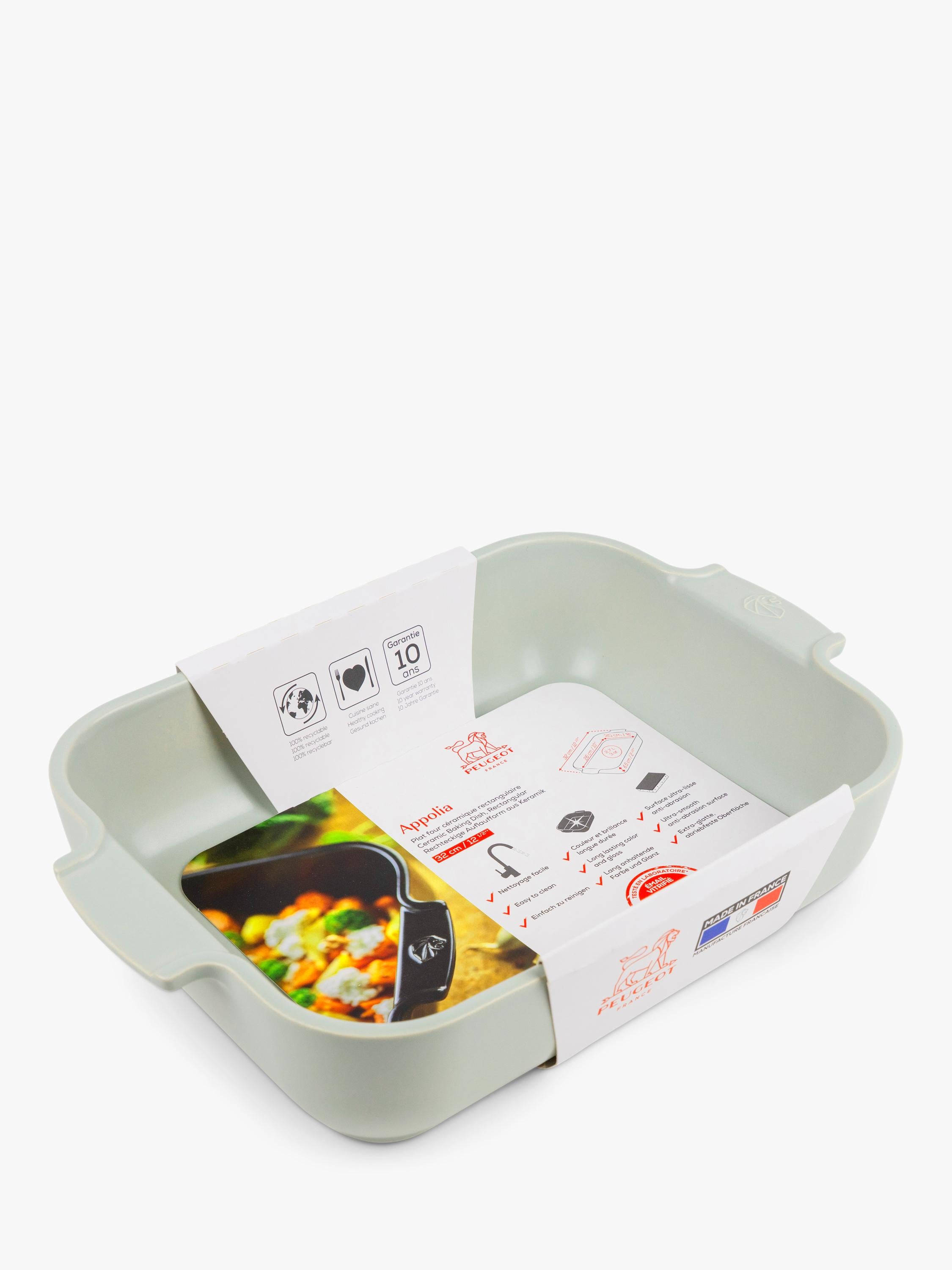 Peugeot stoneware rectangular roaster sage green - British product