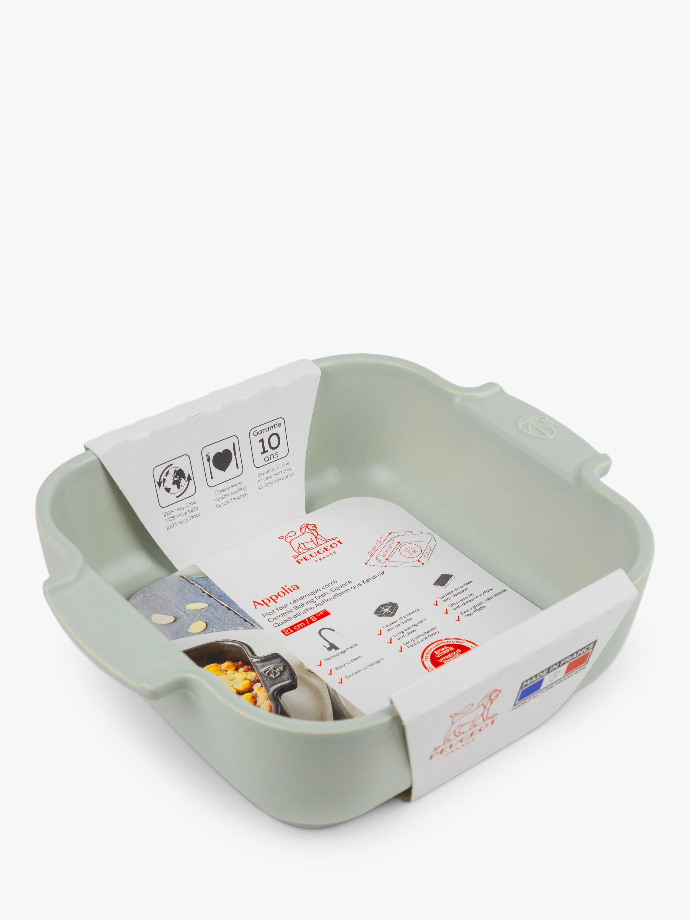 Peugeot stoneware square roaster sage green 21cm - British product