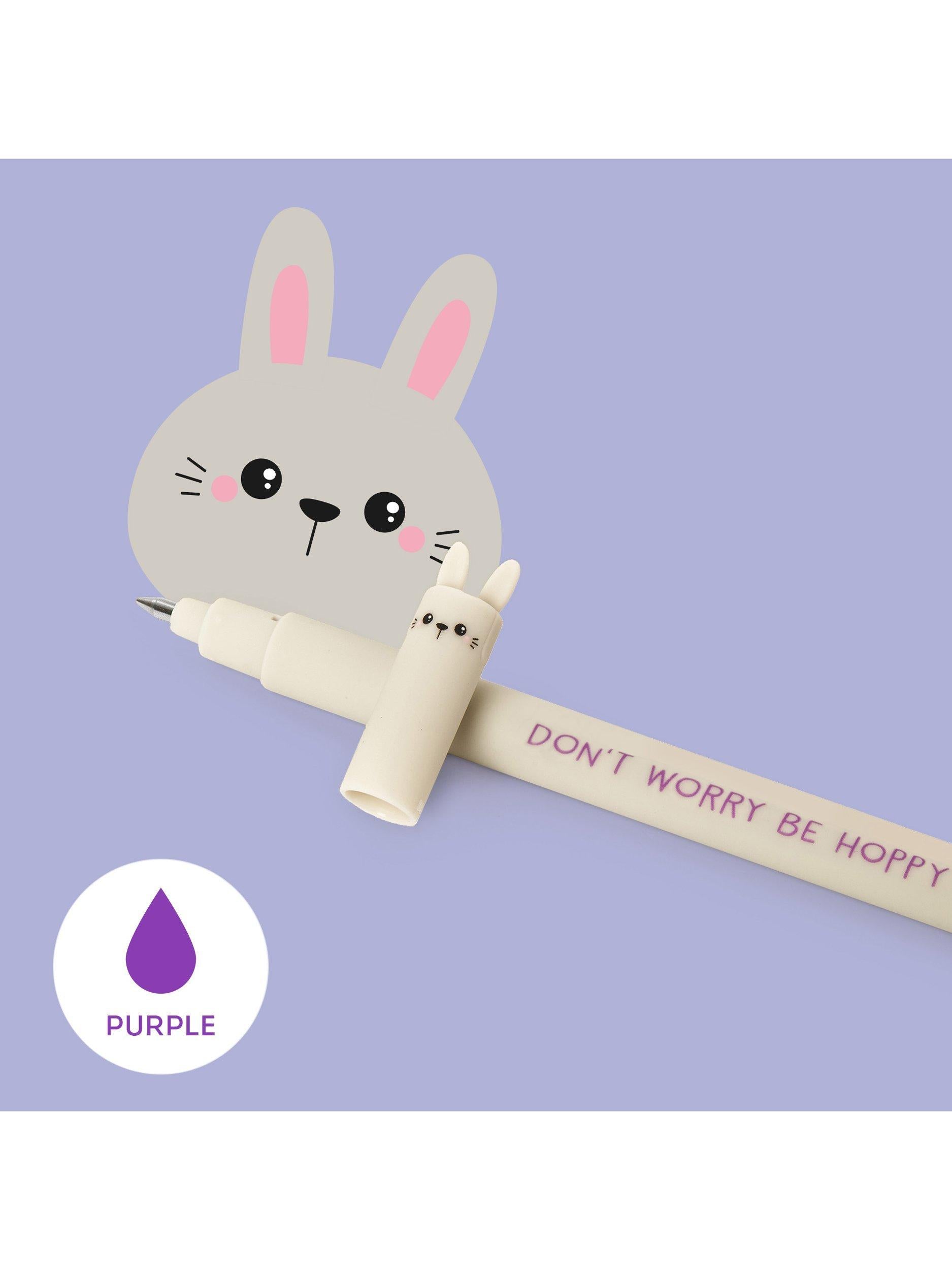 Legami Bunny Erasable Pen in purple, imported from the UK