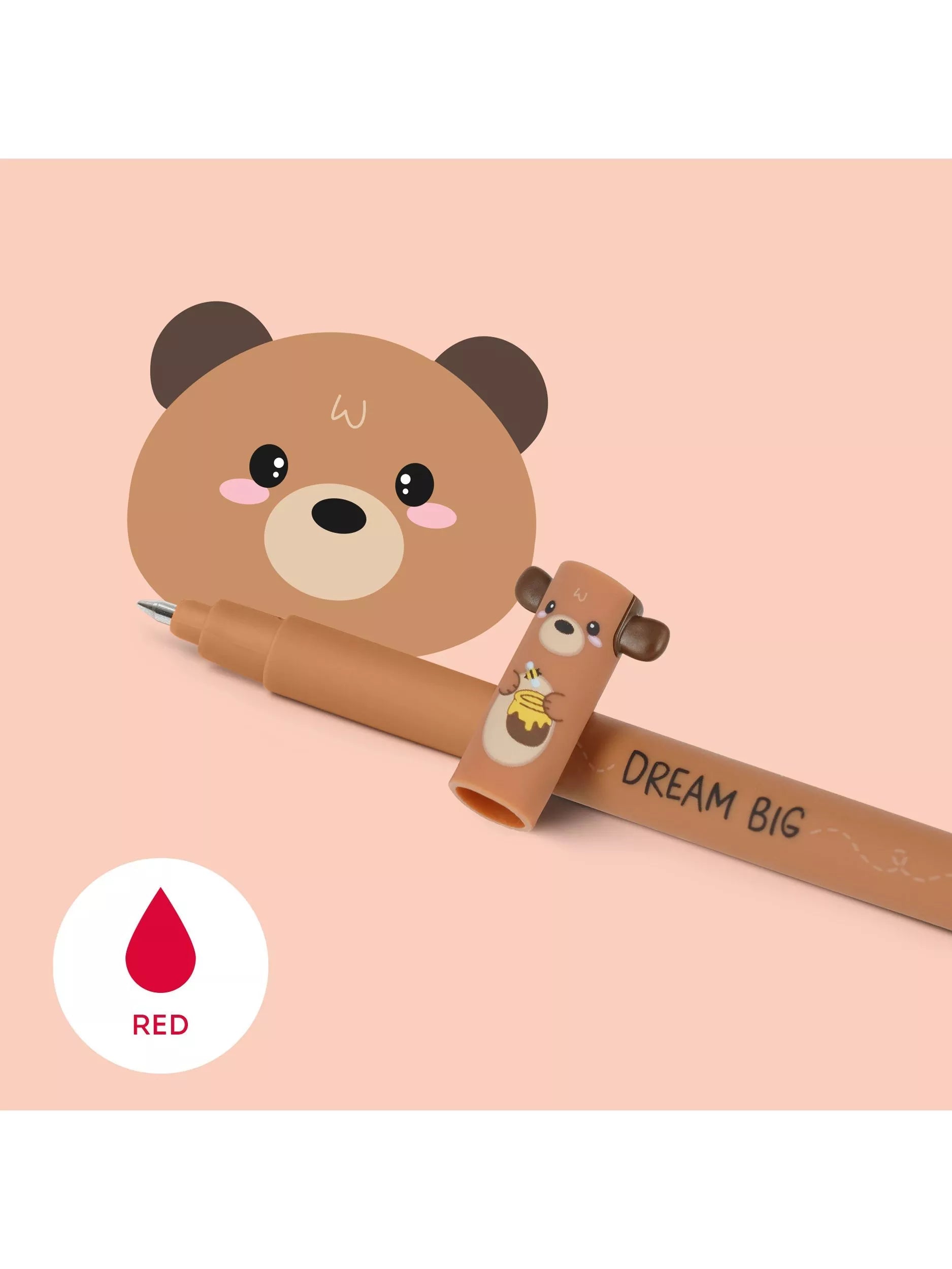 Legami teddy bear erasable pen red, imported from the UK