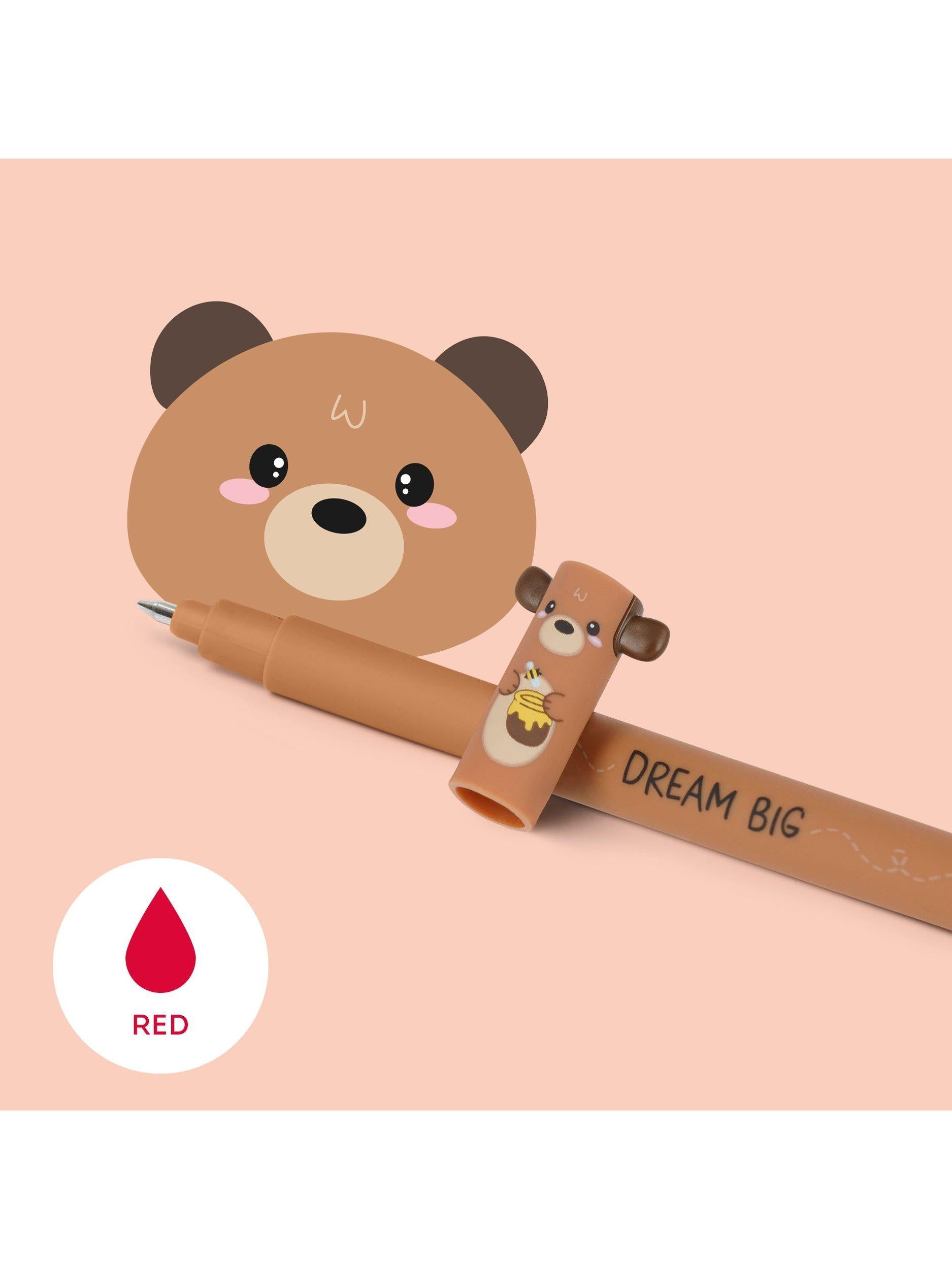Legami teddy bear erasable pen red, imported from the UK