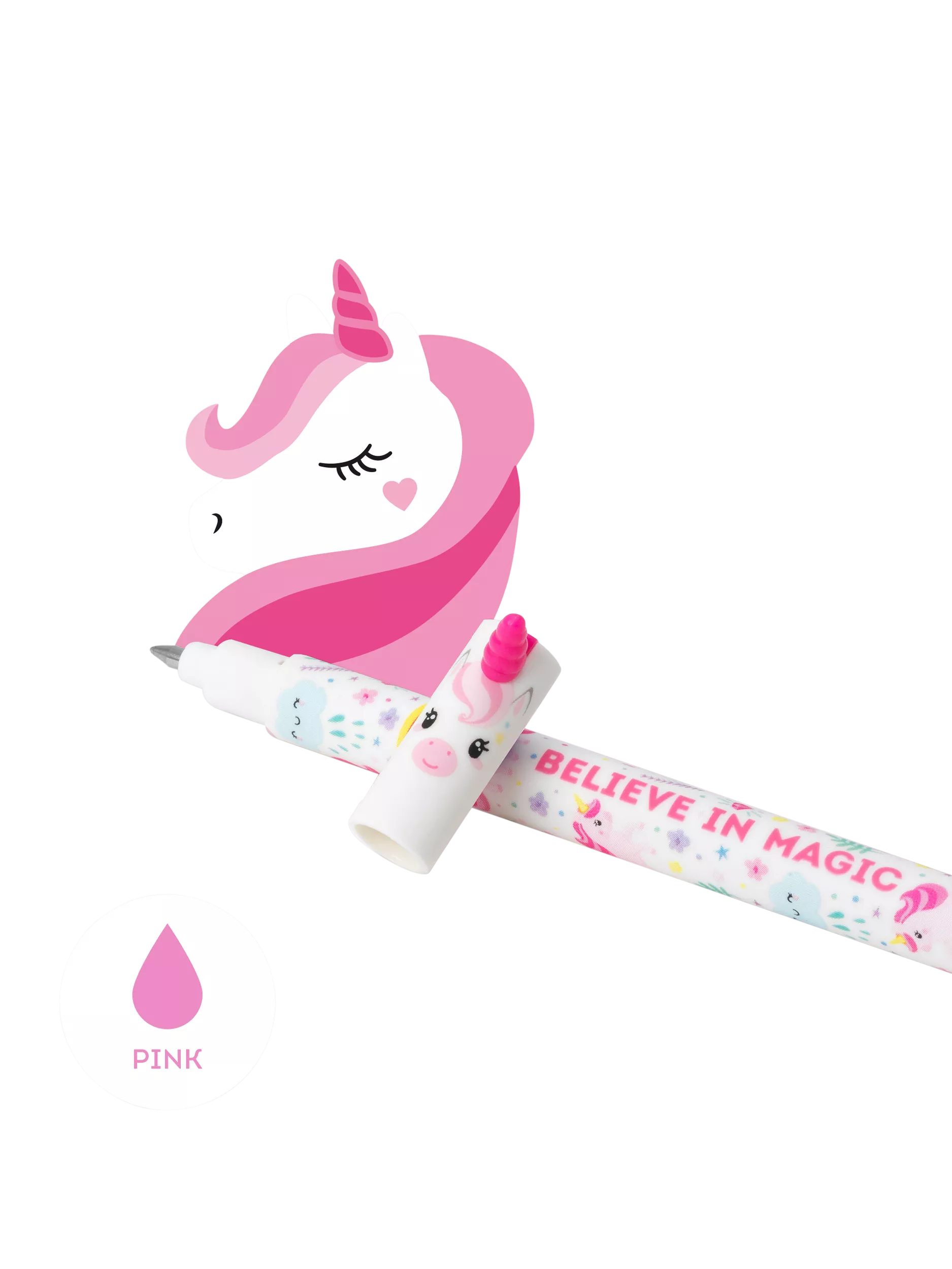 Legami unicorn erasable pen, pink, imported from the UK
