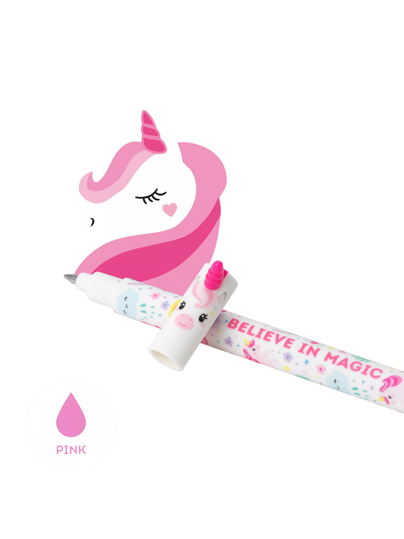 Legami unicorn erasable pen, pink, imported from the UK