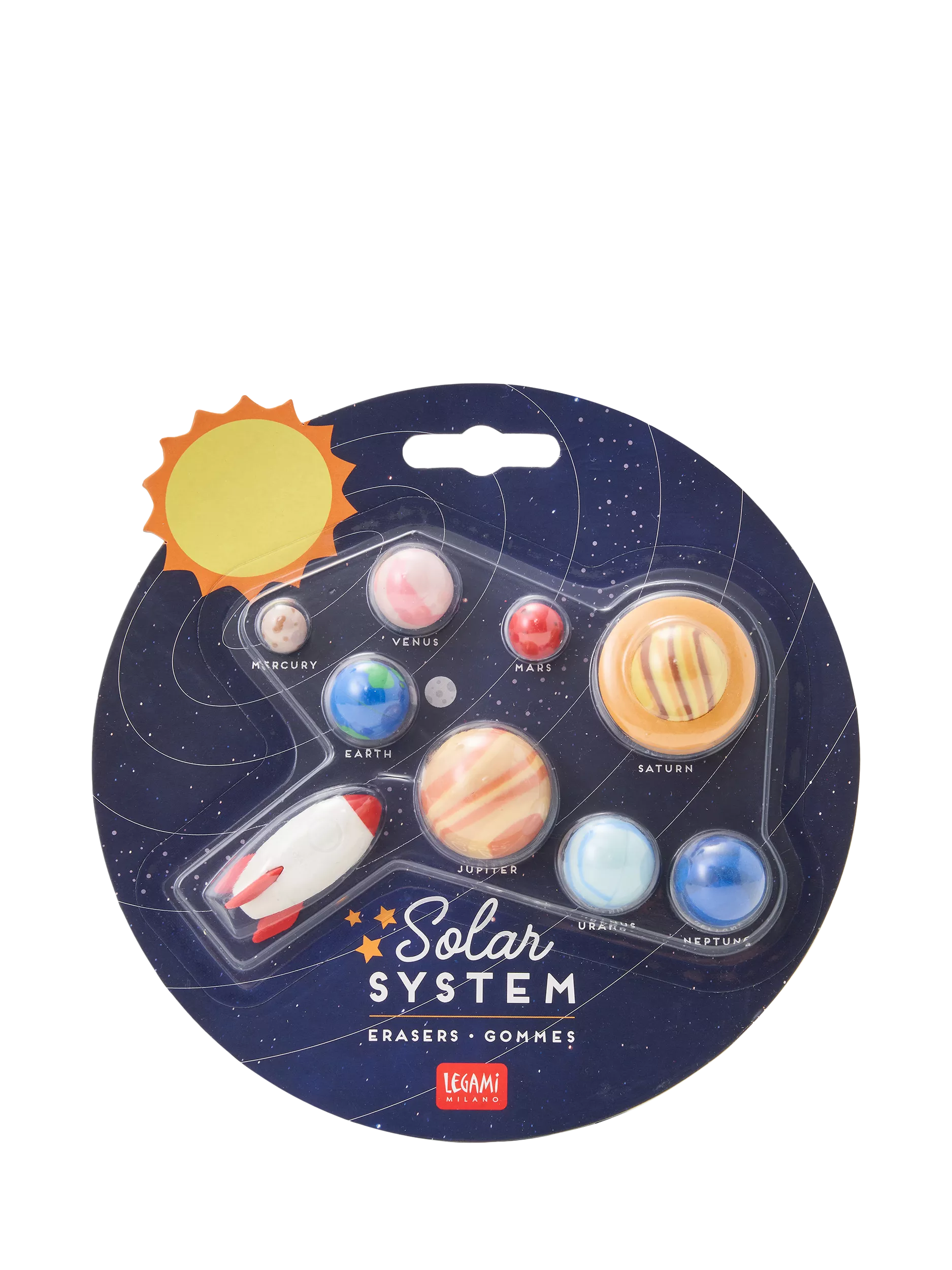 Legami solar system erasers pack of 9 blue, imported from the UK