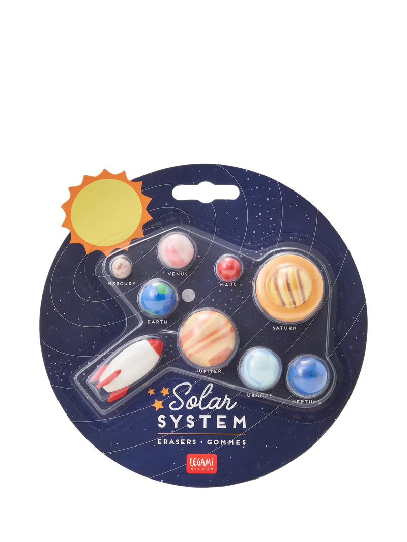 Legami solar system erasers pack of 9 blue, imported from the UK