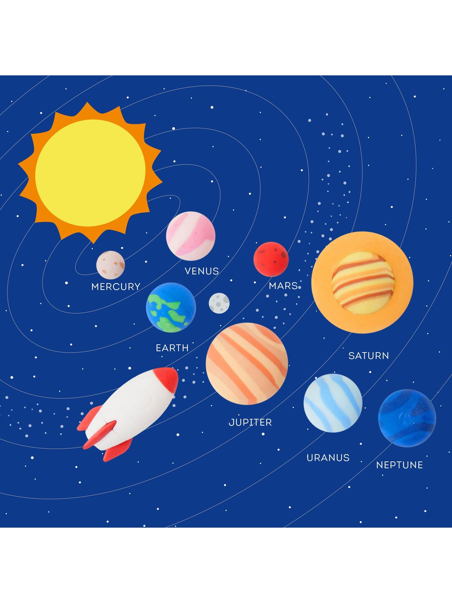 Legami solar system erasers pack of 9 blue, imported from the UK