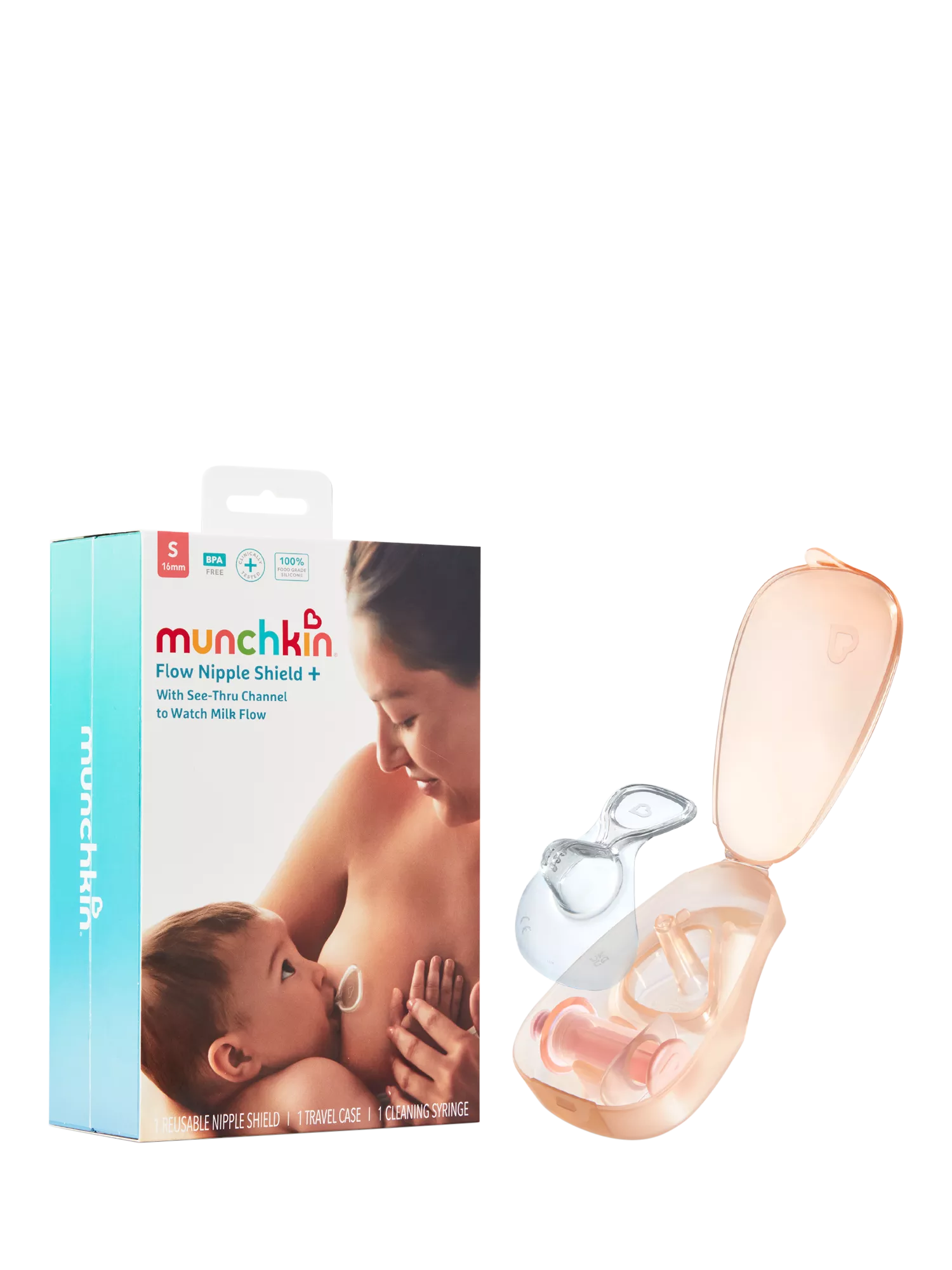 Munchkin Flow Nipple Shield+ 16mm, imported from the UK