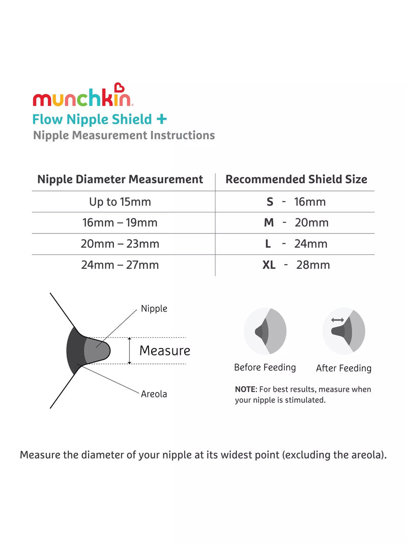 Munchkin Flow Nipple Shield+ 16mm, imported from the UK