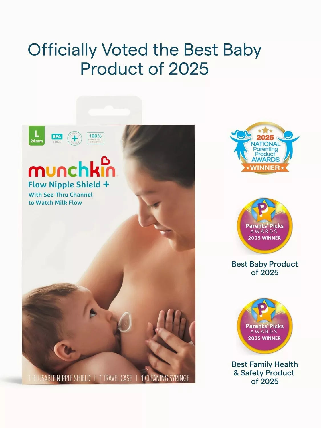 Munchkin Flow Nipple Shield 24mm silicone breastfeeding - British product